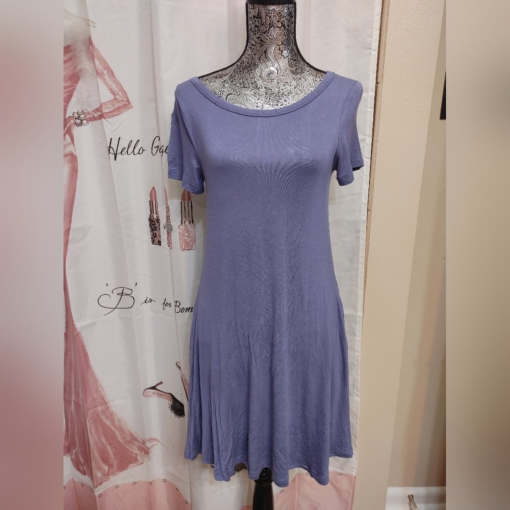 Korsis XS T Shirt Short Sleeve Purple Pullover Dress